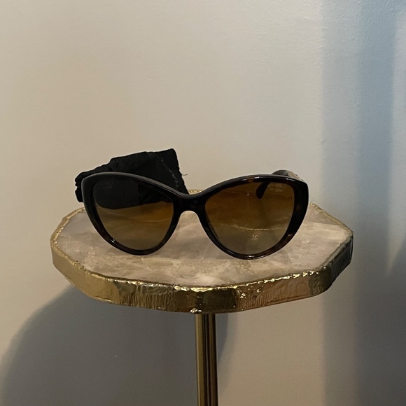 NIB CHANEL ACETATE BROWN GOLD CC LOGO CRYSTAL SUNGLASSES SUNNIES main image 6